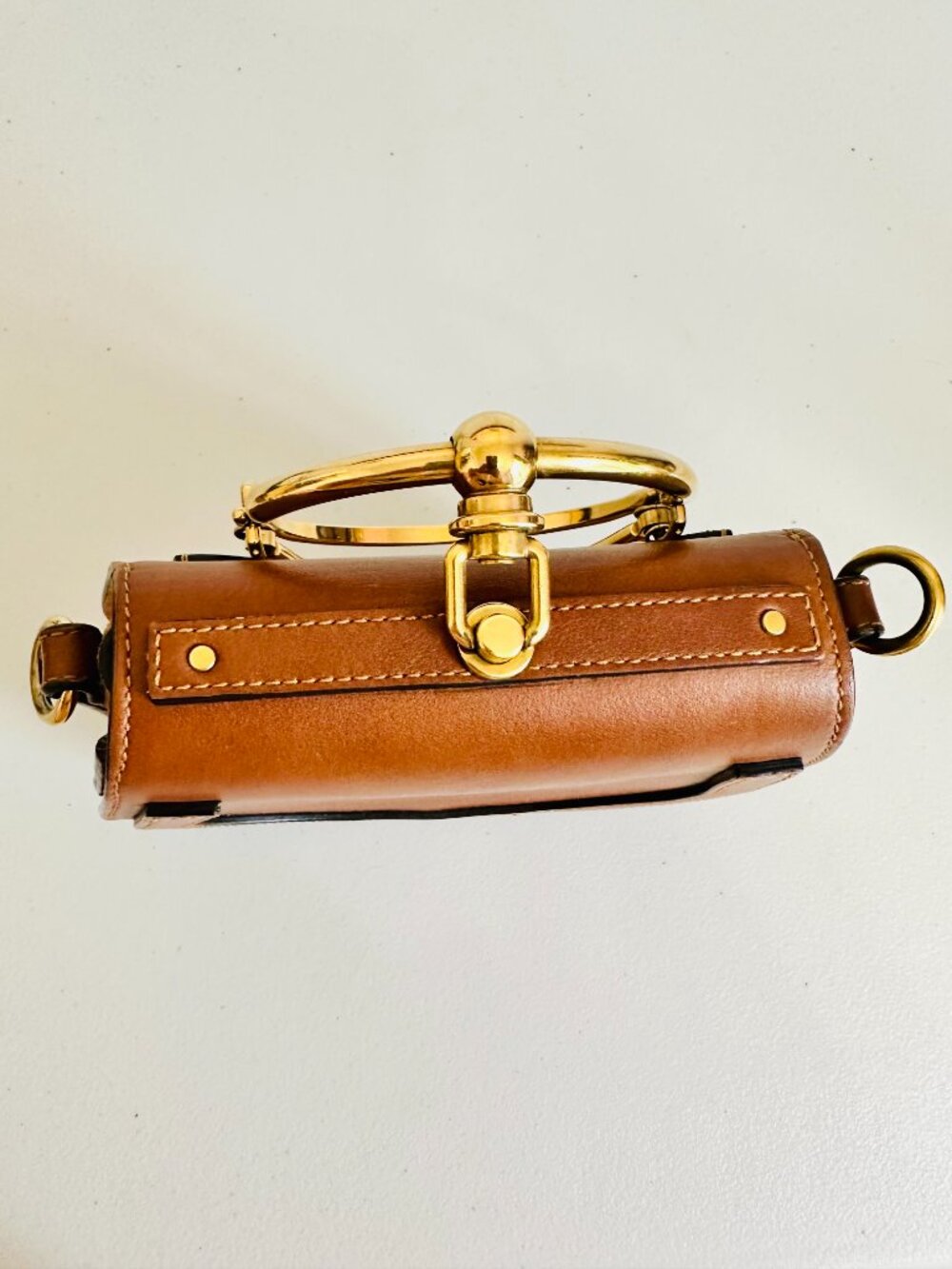 CHLOE NILE BRACELET SMALL BAG CARAMEL TAN CROSSBODY SATACHEL  MADE IN ITALY - Picture 5 of 11